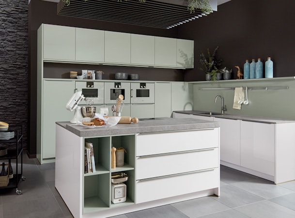 Grijs groene keuken
